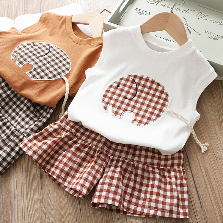Mädchen Kinder Set Plaid Elefant