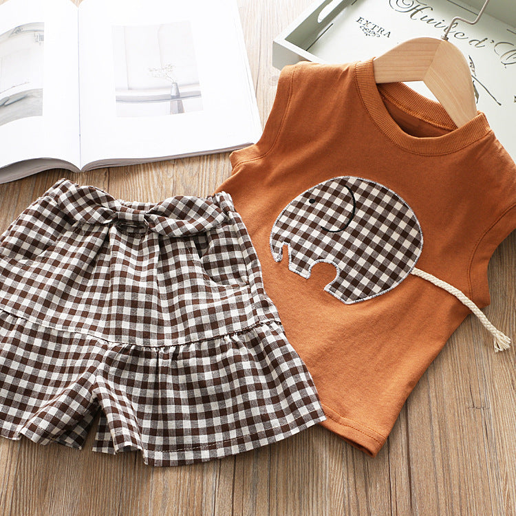 Mädchen Kinder Set Plaid Elefant