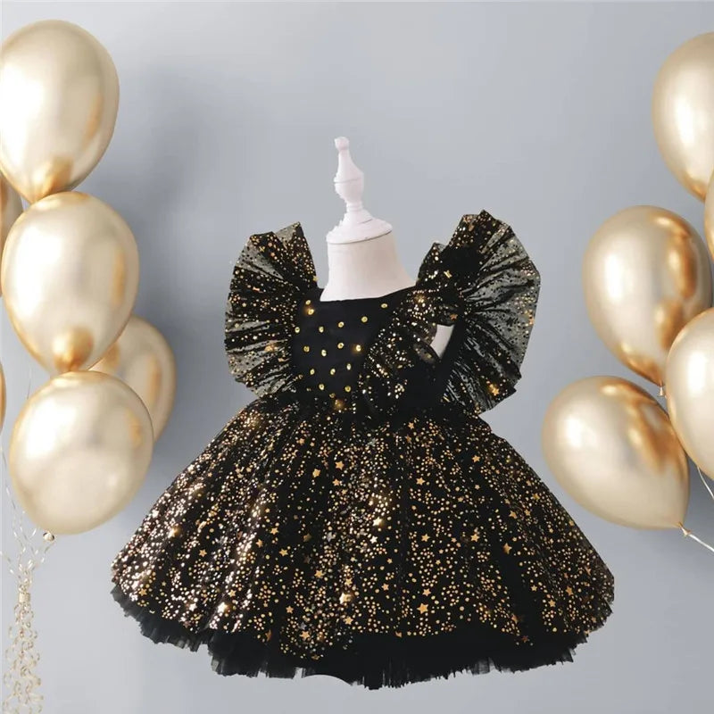 Children's Party Dress with Stars and Bow