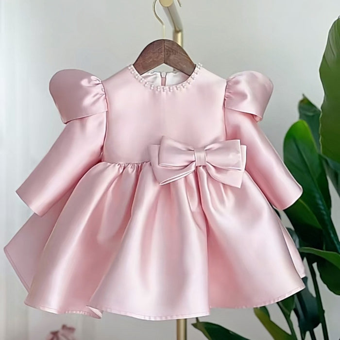 Partykleid mit Schleife und Perlen für Kinder