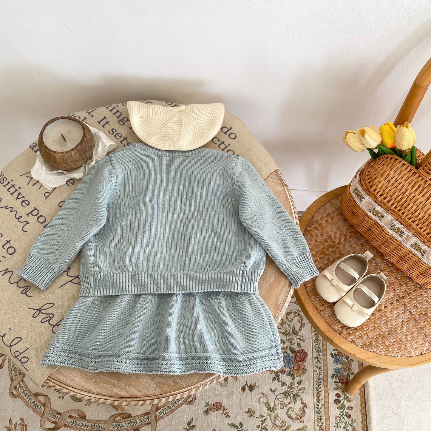 Mädchen Kleinkinderset Strickblumen