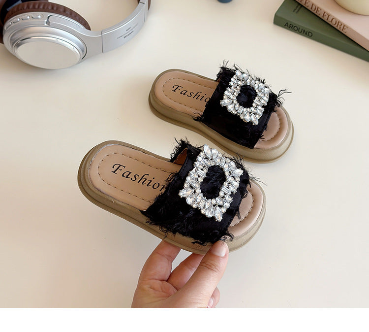 Girls' Rhinestone Flip Flops