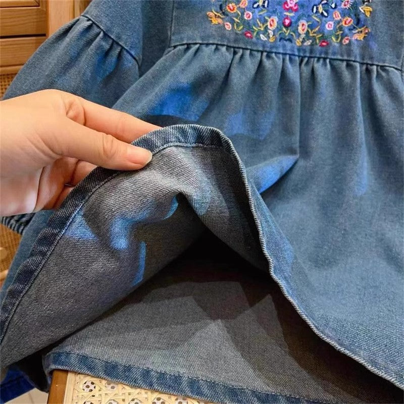 فستان أطفال جينز زهور