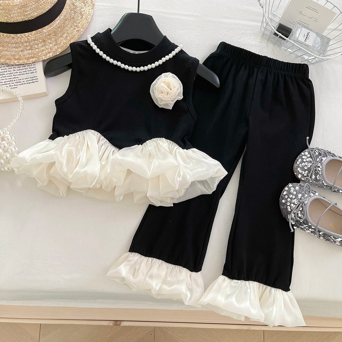 Black Flower Girls' Set