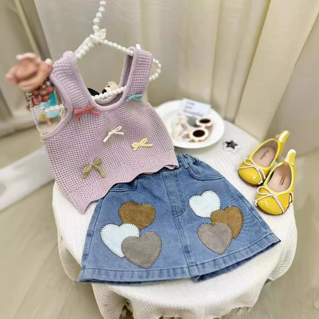 Mädchen Kleinkinderset Schleifen und Jeans