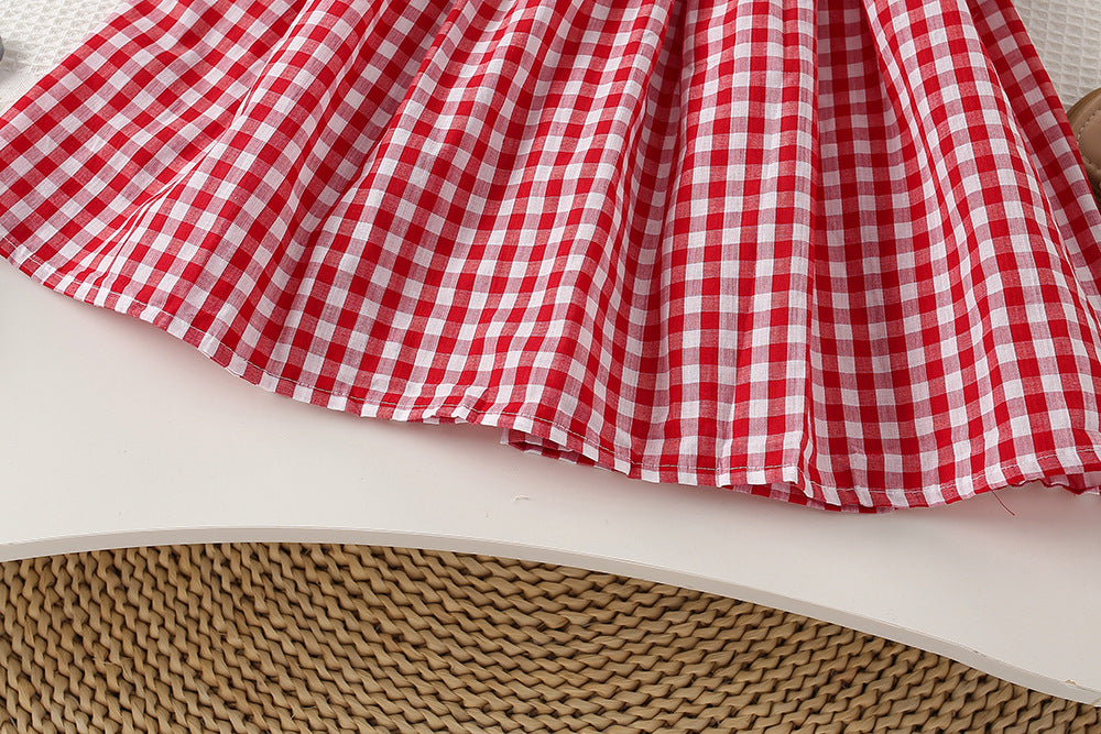 Kariertes Kinderkleid Cerejinhas
