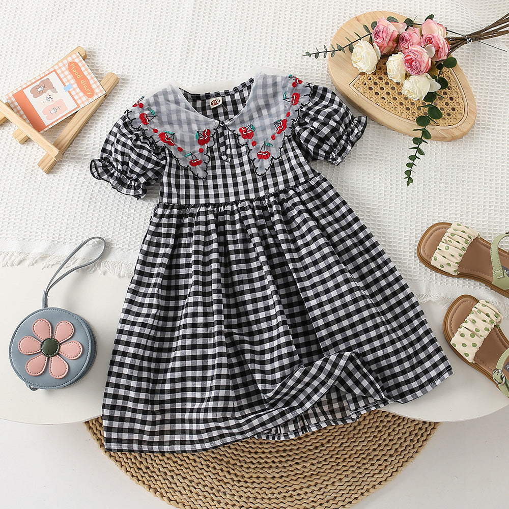 Kariertes Kinderkleid Cerejinhas