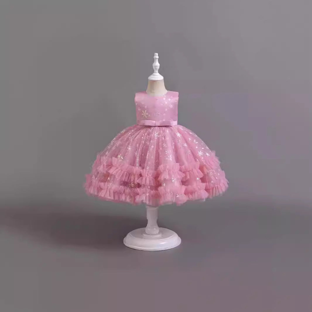 Kinderpartykleid mit glänzender Schleife