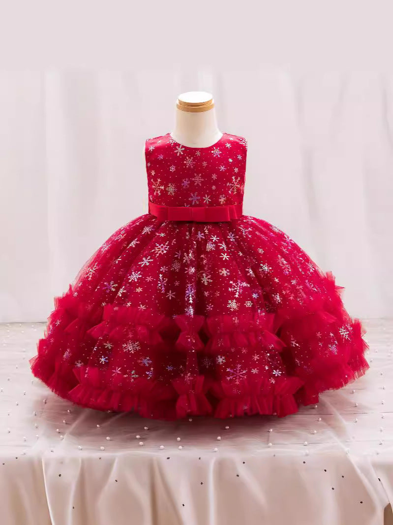 Kinderpartykleid mit glänzender Schleife