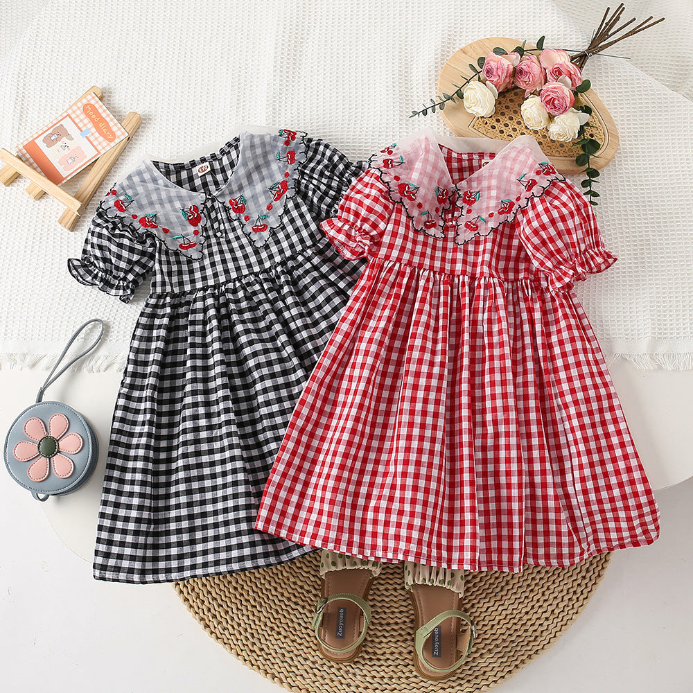 Kariertes Kinderkleid Cerejinhas