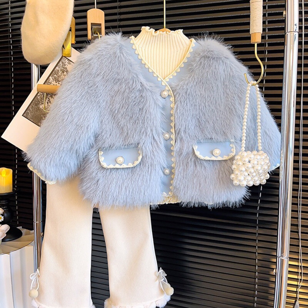 Girls' Fur and Pearls Coat