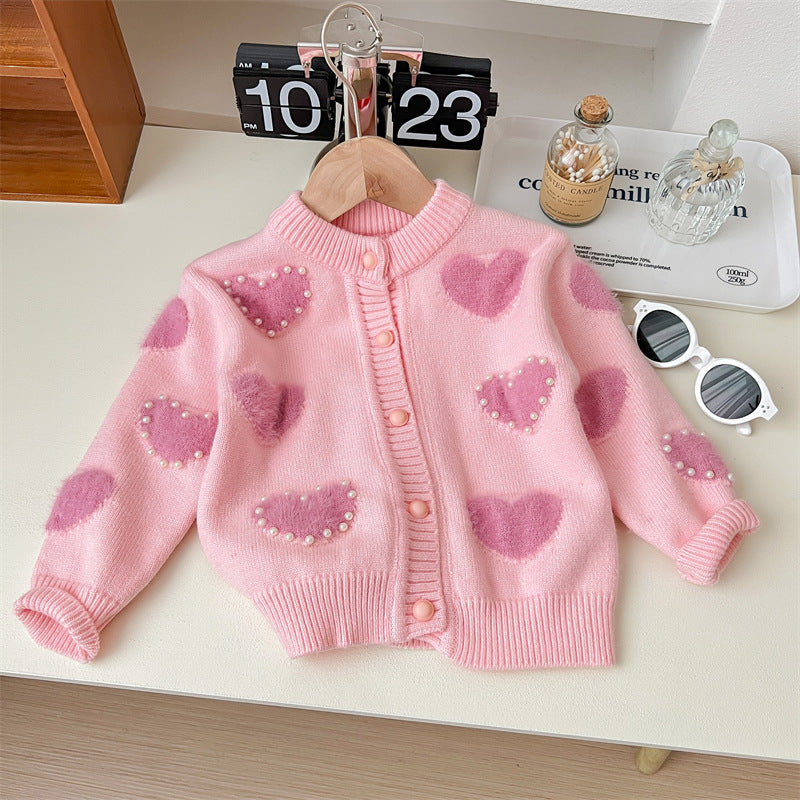 كارديجان Infantil Pérolas Coraçõeszinhos