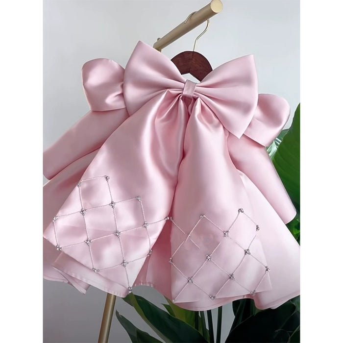 Partykleid mit Schleife und Perlen für Kinder