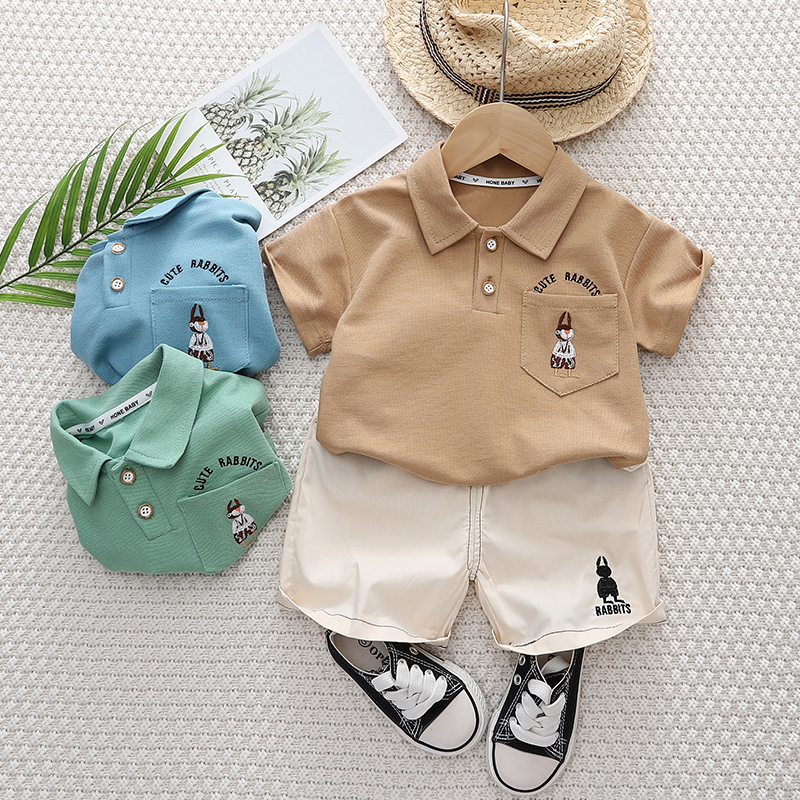 Children's set with an embroidered rabbit in the pocket