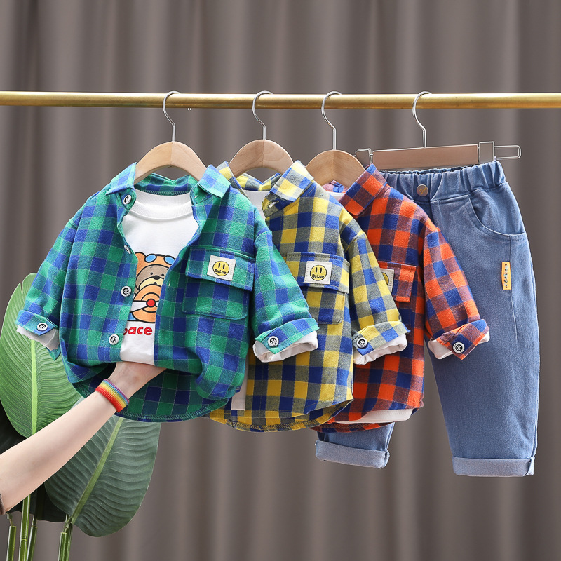 Children's set with plaid jacket