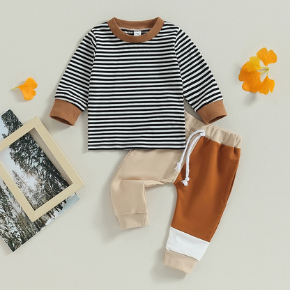 Kids Brown Striped Set