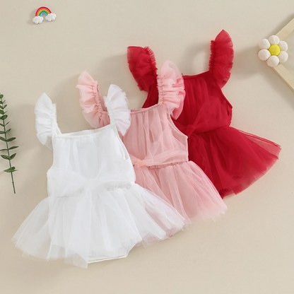 Infant Bodysuit Tulle Bow Dress