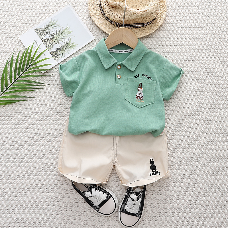 Children's set with an embroidered rabbit in the pocket