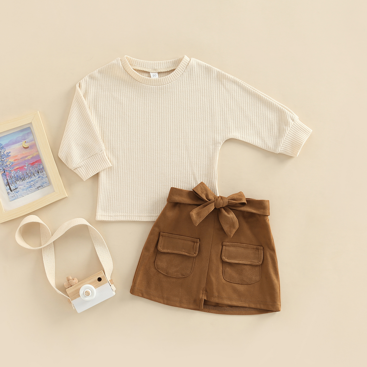 Children's set with brown skirt