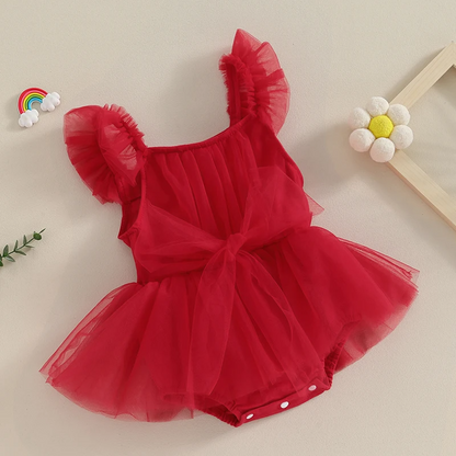 Infant Bodysuit Tulle Bow Dress