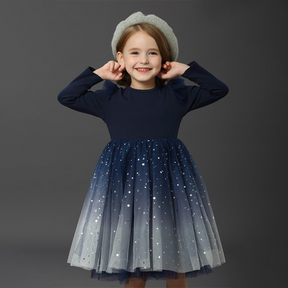 Children's dress with tulle skirt and glitter