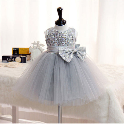 Shiny Children's Party Dress with Bow