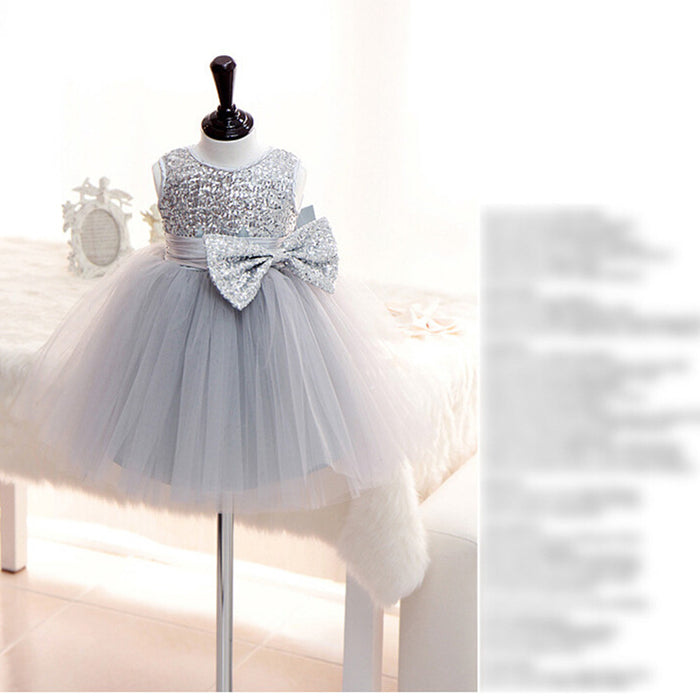 Shiny Children's Party Dress with Bow