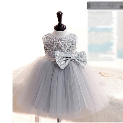 Shiny Children's Party Dress with Bow