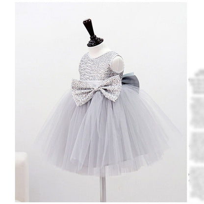 Shiny Children's Party Dress with Bow