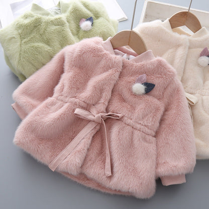 Children's Women's Plush Belted Coat