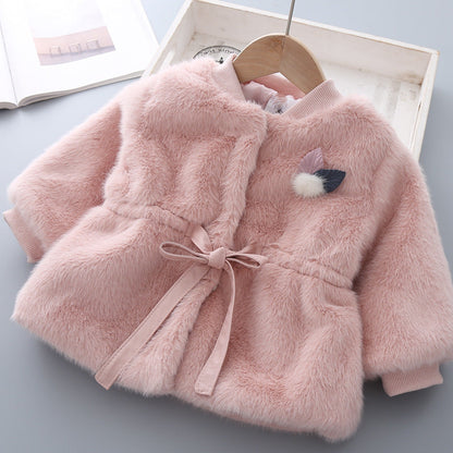 Children's Women's Plush Belted Coat