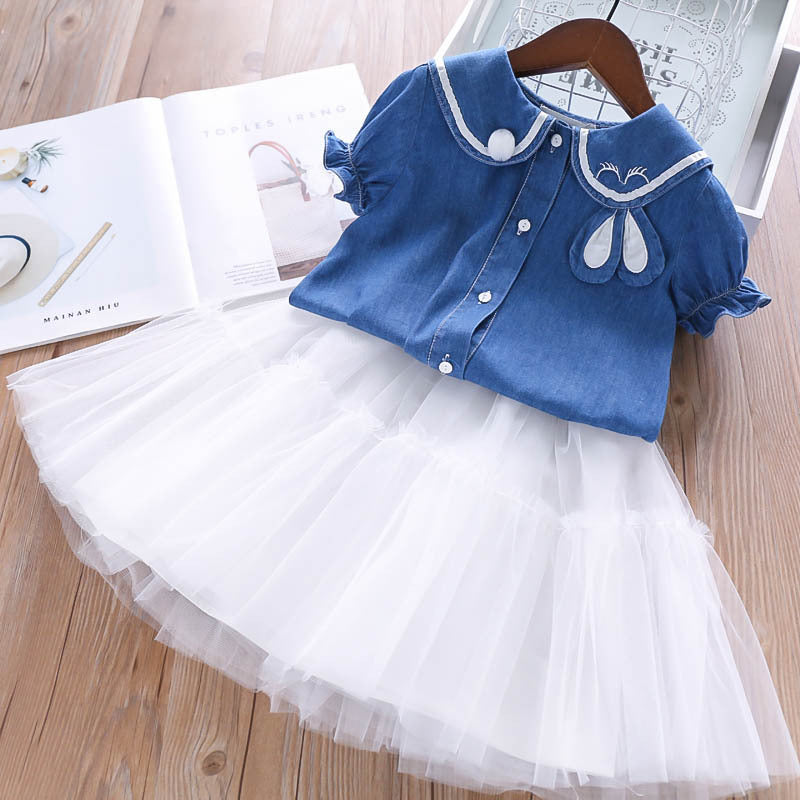 Girl's Infant Set Tulle and Jeans Bunny