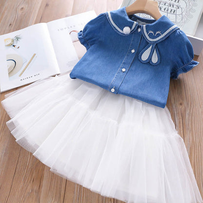 Girl's Infant Set Tulle and Jeans Bunny