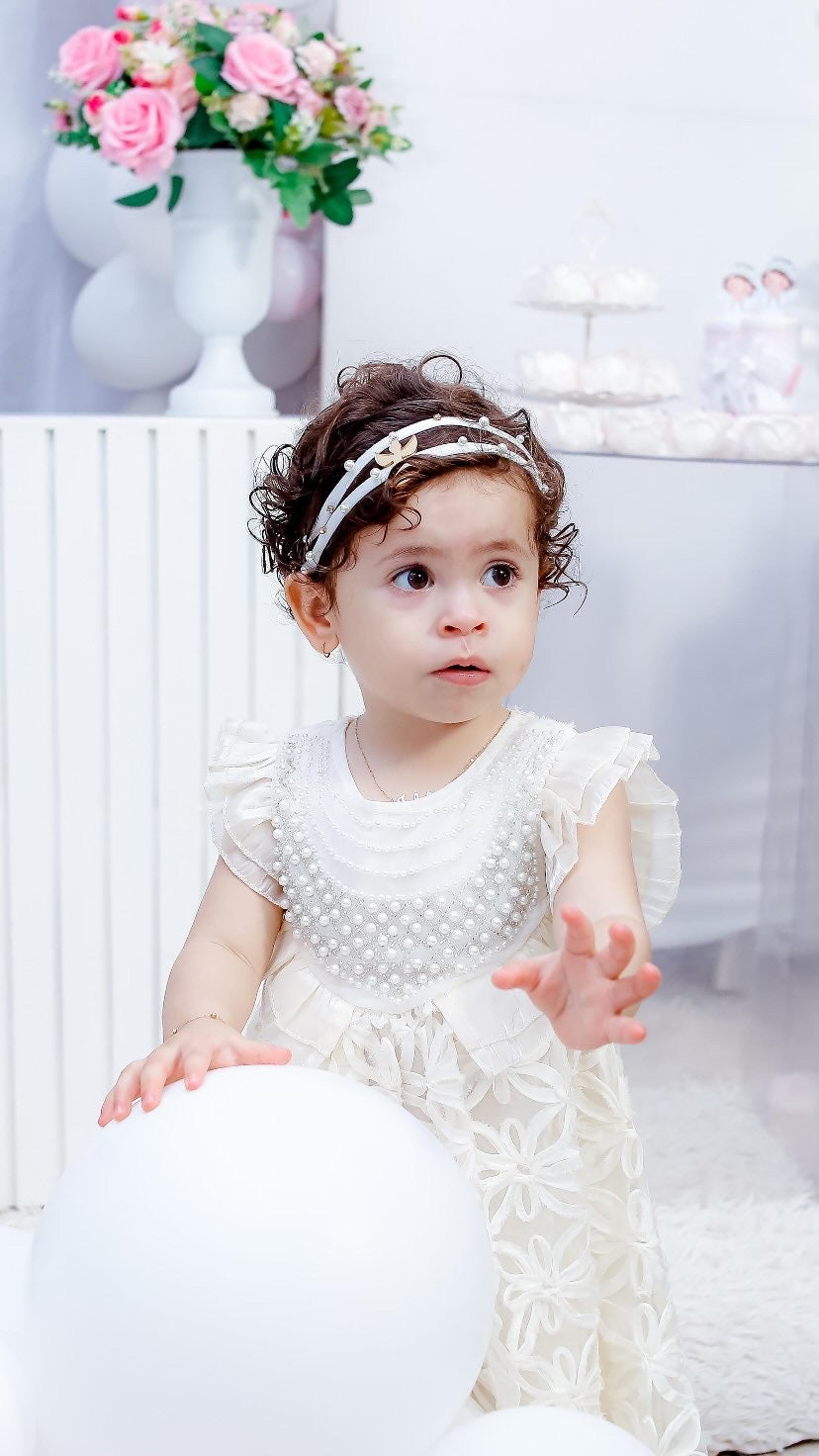 Children's Dress Flowers and Collar Pearls