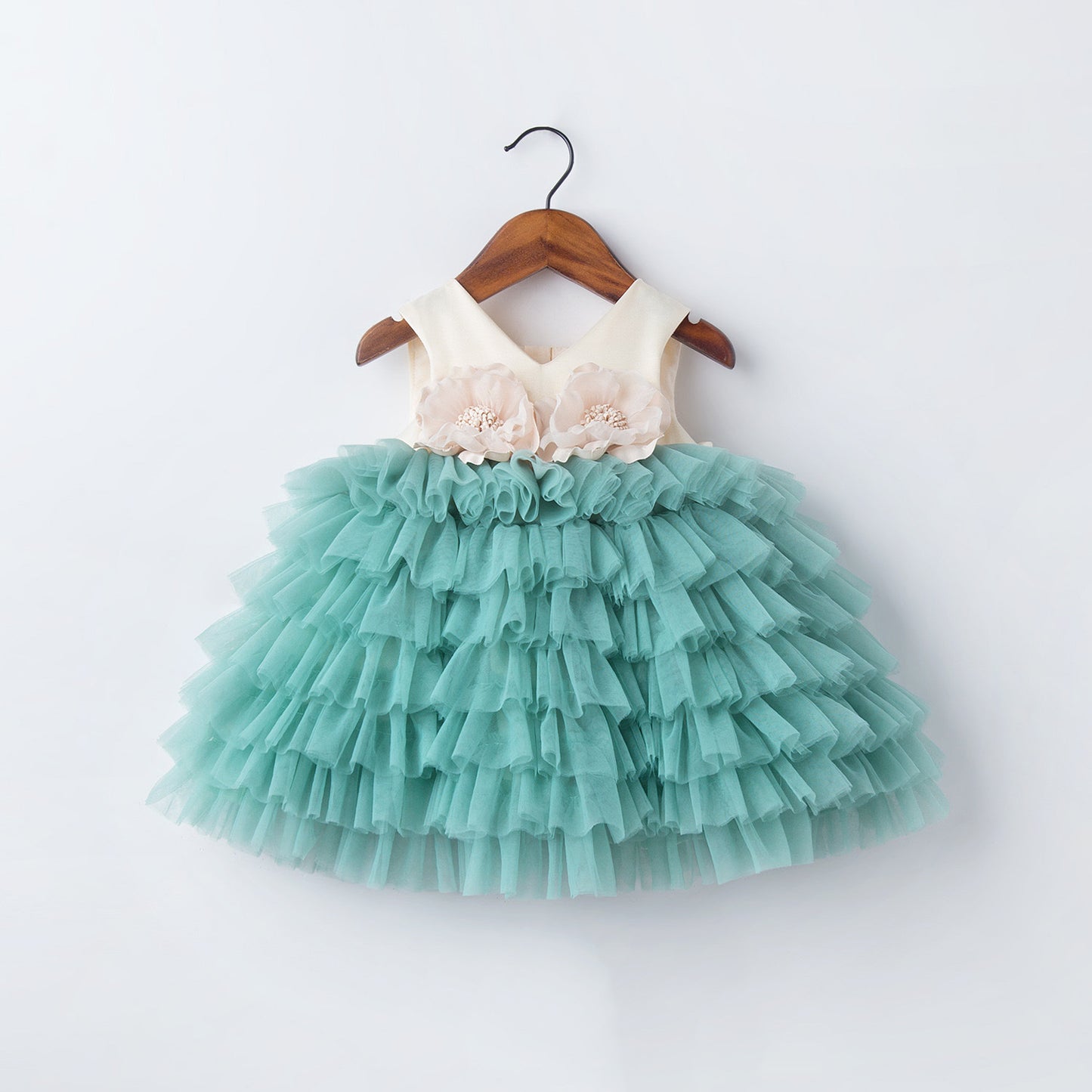 Children's Dress with Flowers and Tulle Layers