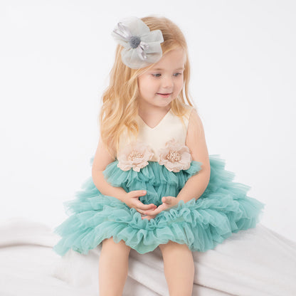 Children's Dress with Flowers and Tulle Layers