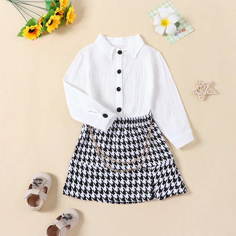 Children's set with white shirt and skirt