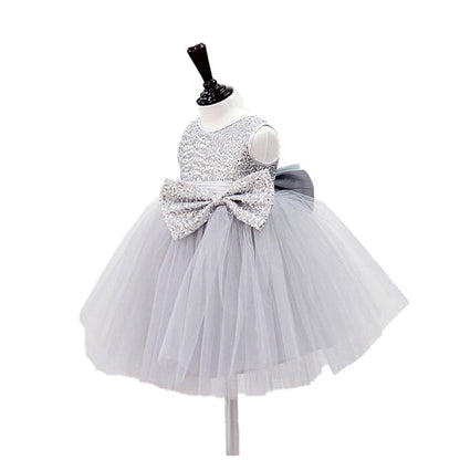 Shiny Children's Party Dress with Bow