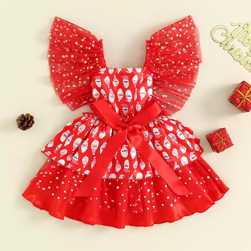 Christmas Infant Dress Tulle Stars