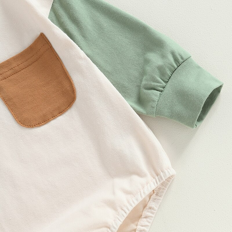 Children's bodysuit with brown pocket