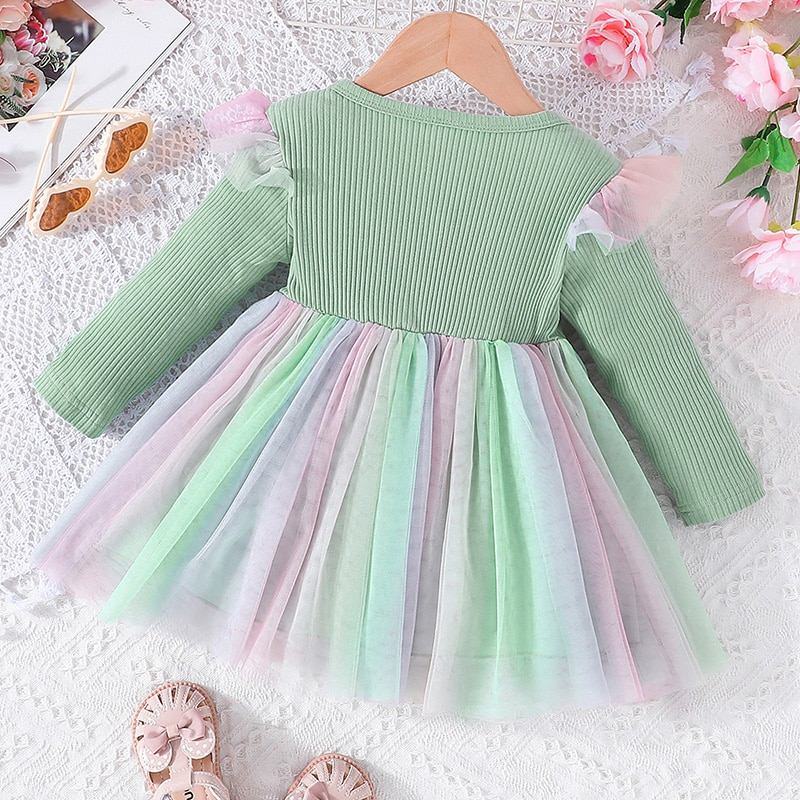 Children's Dress with bow and colorful skirt