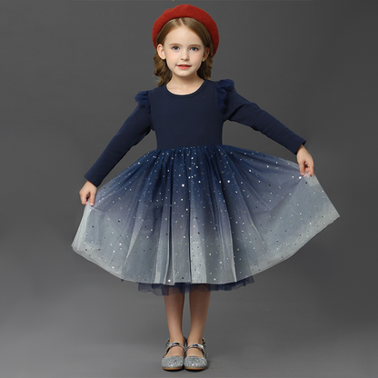 Children's dress with tulle skirt and glitter