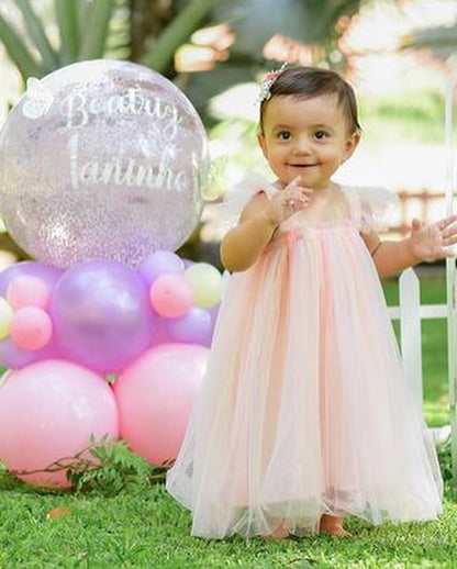 Children's colorful tulle dress with butterfly wings