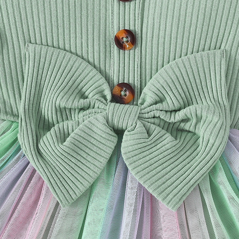 Children's Dress with bow and colorful skirt