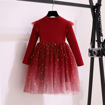 Children's dress with tulle skirt and glitter