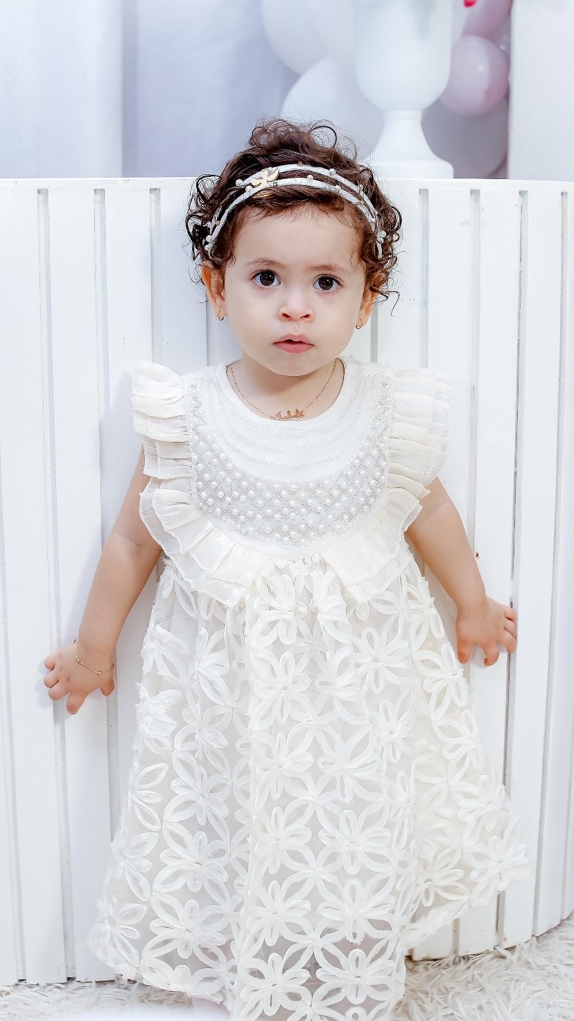 Children's Dress Flowers and Collar Pearls