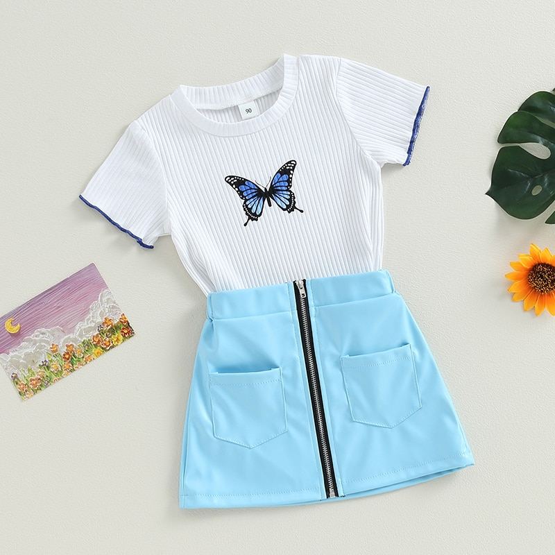 Children's butterfly set with blue skirt