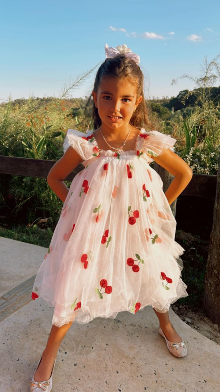 Children's Tulle Dress Cherries