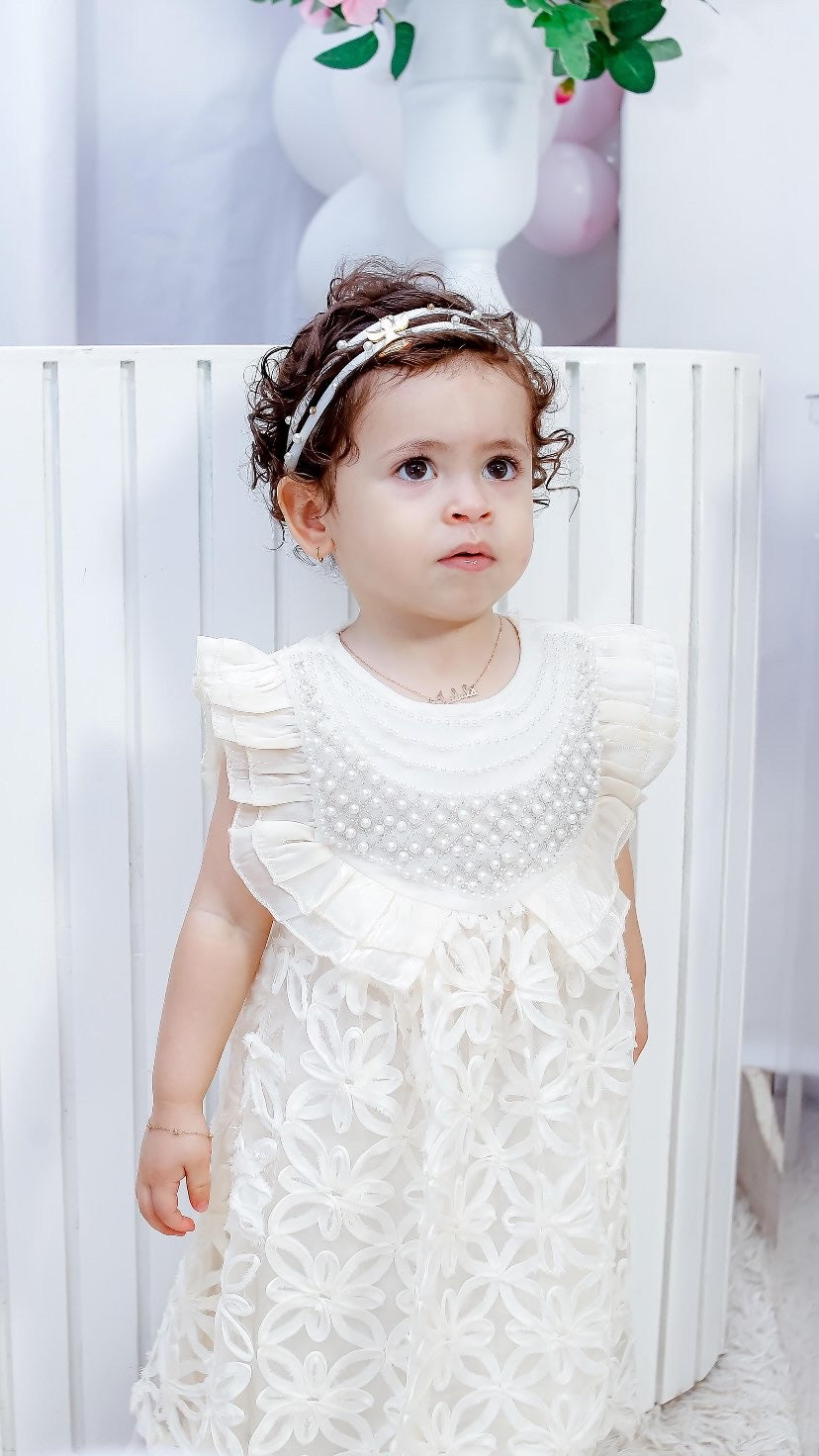 Children's Dress Flowers and Collar Pearls