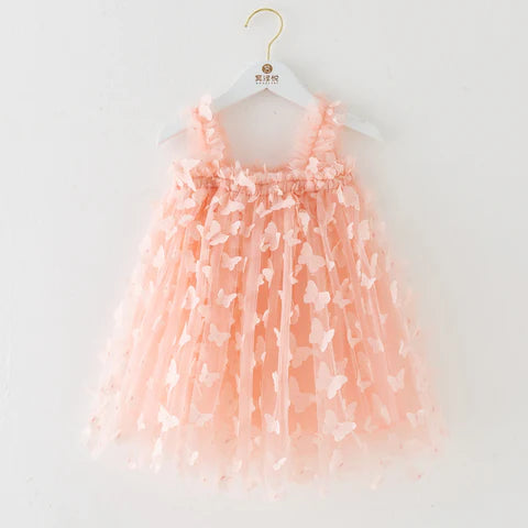 Children's Dress Tulle Flowers and Butterflies